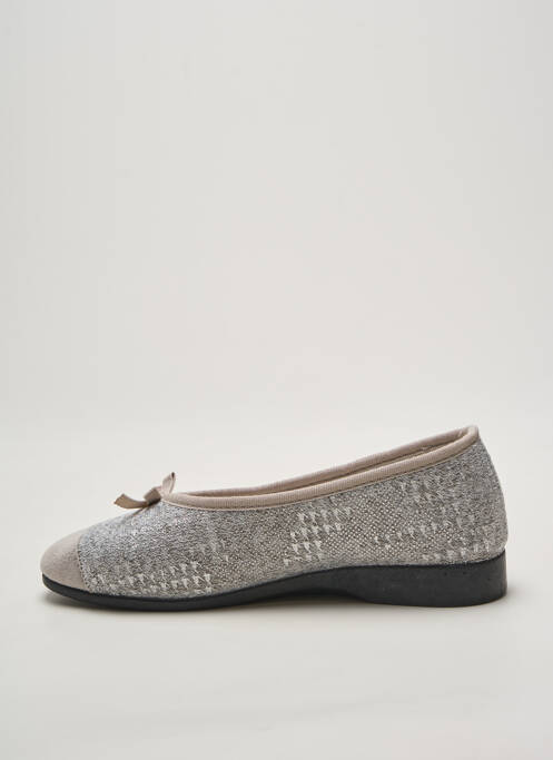 Chaussons/pantoufles tissage satiné talon plat jusqu'à 3cm argent SEMELFLEX femme