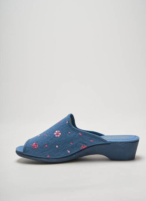 Mules/sabots bout ouvert talon de 4 à 6cm bleu SEMELFLEX femme