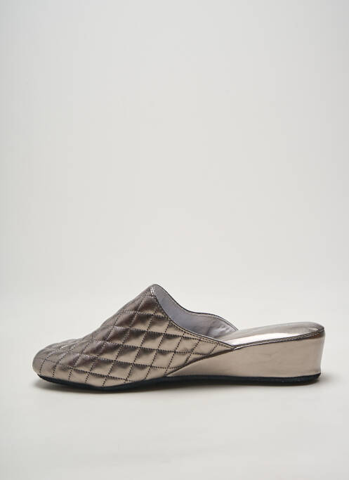 Chaussons/pantoufles tissage satiné talon de 4 à 6cm argent SEMELFLEX femme