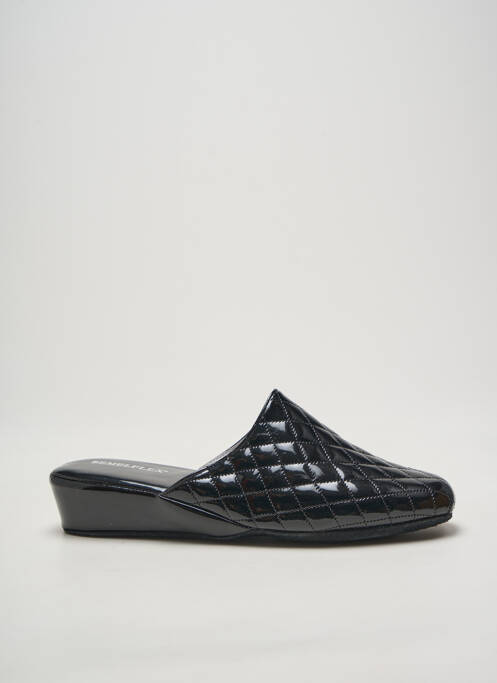 Chaussons/pantoufles tissage satiné talon de 4 à 6cm noir SEMELFLEX femme