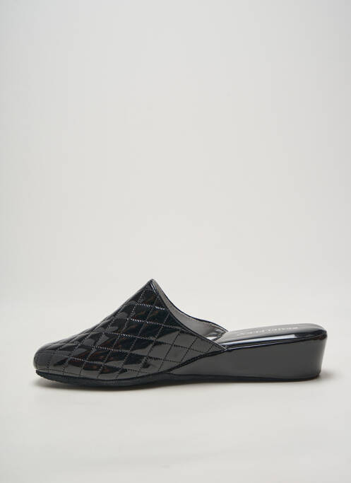 Chaussons/pantoufles tissage satiné talon de 4 à 6cm noir SEMELFLEX femme