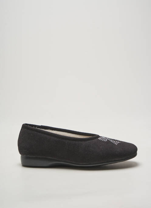 Chaussons/pantoufles bout rond talon plat jusqu'à 3cm noir EXQUISE femme