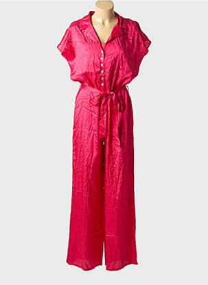 Combi-pantalon fermeture boutonnée sur le devant manches courtes rose BIZANCE femme