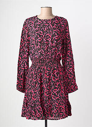 Robe mi-longue coupe fluide manches longues rose BIZANCE femme