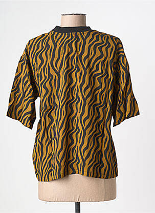 Top tissage crêpe manches courtes jaune BIZANCE femme