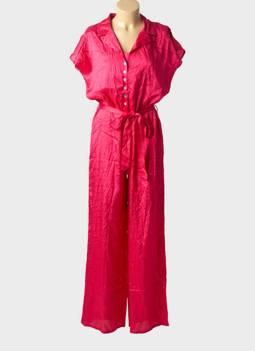 Combi-pantalon fermeture boutonnée sur le devant manches courtes rose BIZANCE femme