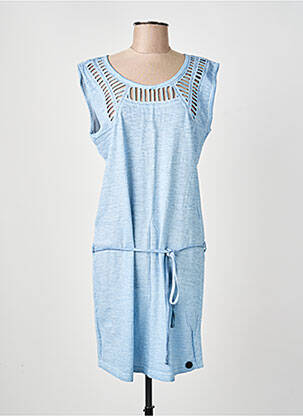Robe mi-longue manches courtes manches courtes bleu DEELUXE femme
