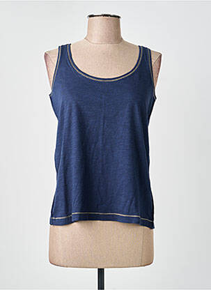 Top tissage jersey sans manche bleu KANOPE femme