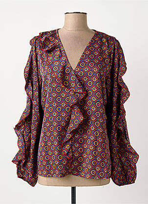Blouse imprimé fantaisie manches longues rouge MOLLY BRACKEN femme