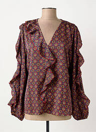 Blouse imprimé fantaisie manches longues rouge MOLLY BRACKEN femme