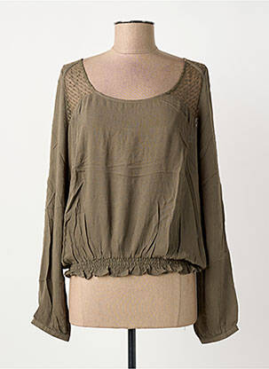 Blouse col rond manches longues vert SCHOOL RAG femme