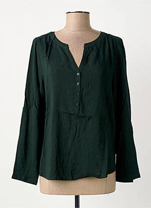 Blouse tissage popeline manches longues vert STREET ONE femme