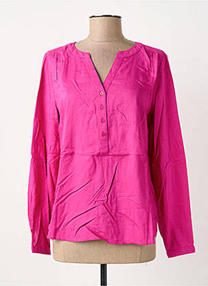 Blouse tissage popeline manches longues rose STREET ONE femme