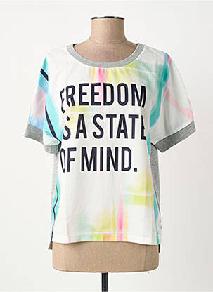 T-shirt imprimé fantaisie manches courtes gris COQUELICOT femme