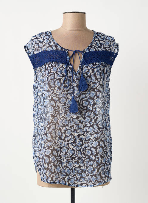 Blouse imprimé fleurs sans manche bleu MOLLY BRACKEN femme