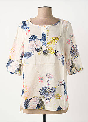 Blouse légère et transparente manches 3/4 beige MOLLY BRACKEN femme