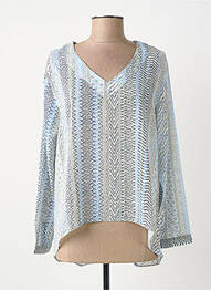 Blouse légère et transparente manches longues bleu MOLLY BRACKEN femme
