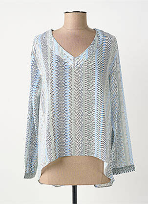 Blouse légère et transparente manches longues bleu MOLLY BRACKEN femme