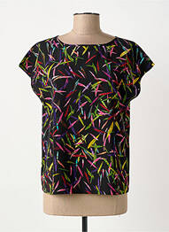 Top imprimé fantaisie manches courtes noir MOLLY BRACKEN femme