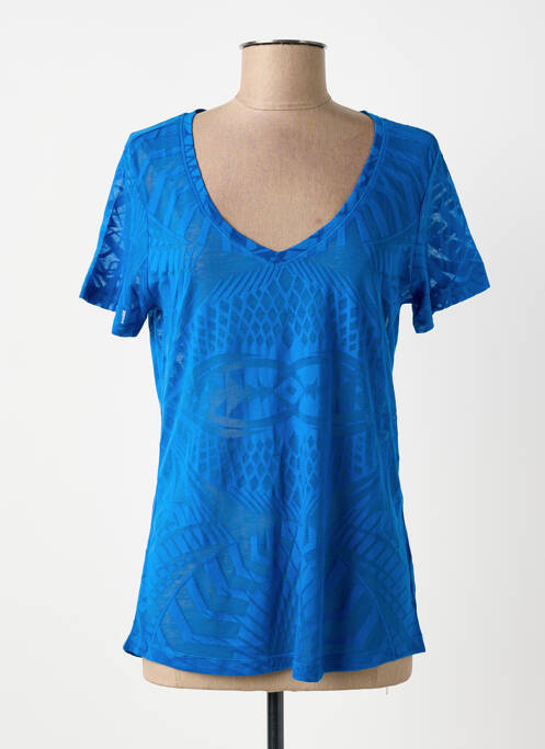 T-shirt imprimé fantaisie manches courtes bleu SCHOOL RAG femme
