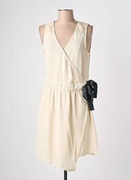 Robe mi-longue tissage crêpe sans manche beige SCHOOL RAG femme