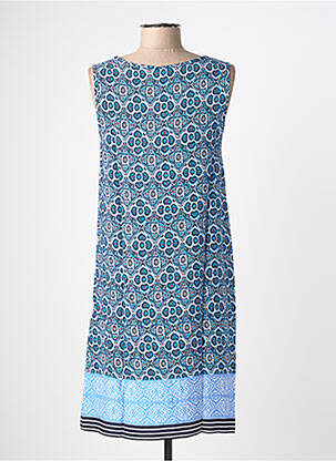 Robe mi-longue imprimé fantaisie sans manche bleu BAMBOO DES TROPIQUES femme