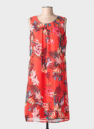 Robe mi-longue imprimé fleurs sans manche rouge STREET ONE femme