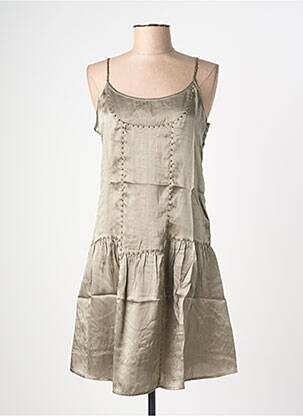 Robe mi-longue col rond fines bretelles vert SUD EXPRESS femme