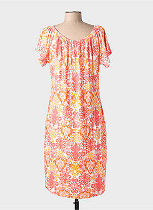 Robe mi-longue imprimé fantaisie sans manche orange GEISHA femme