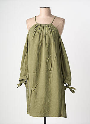 Robe mi-longue manches longues manches longues vert SUPERDRY femme