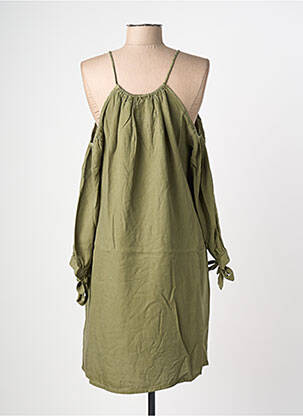 Robe mi-longue manches longues manches longues vert SUPERDRY femme