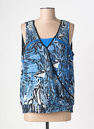 Top col v sans manche bleu SCHOOL RAG femme