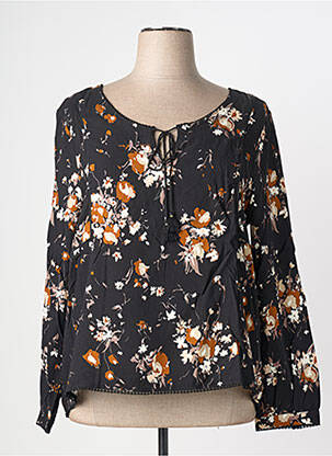 Blouse imprimé fleurs manches longues noir KANOPE femme