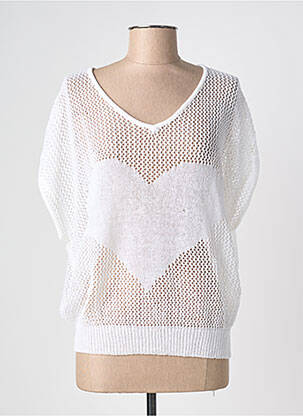 Pull col v manches courtes blanc MOLLY BRACKEN femme