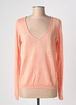 Pull col v manches longues rose SCHOOL RAG femme