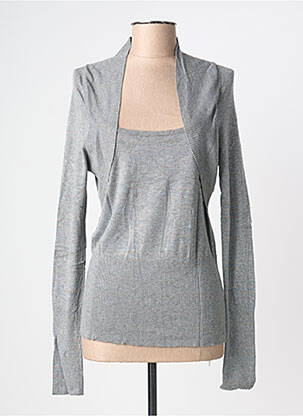 Pull tissage chiné manches longues gris VIA 28 femme