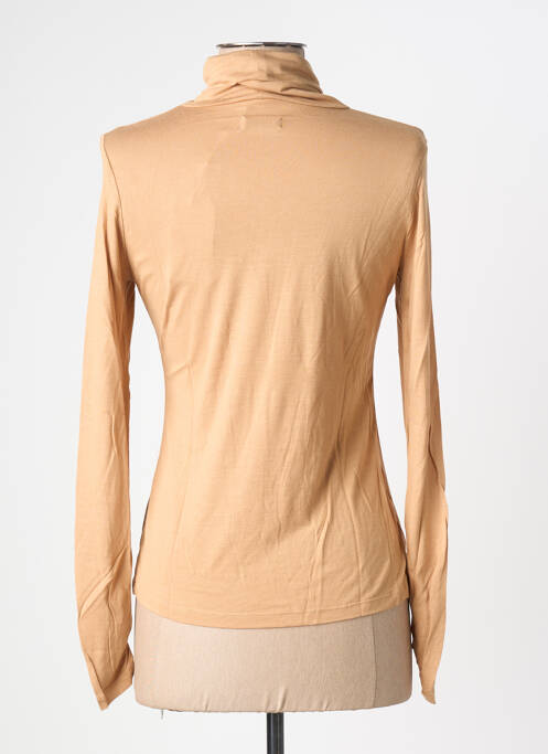Pull col roulé stretch manches longues beige KANOPE femme