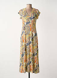 Robe longue manches courtes manches courtes orange GEISHA femme