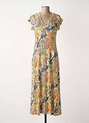 Robe longue manches courtes manches courtes orange GEISHA femme