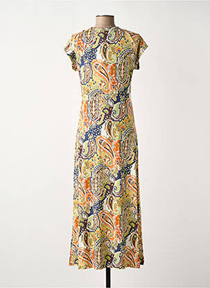 Robe longue manches courtes manches courtes orange GEISHA femme
