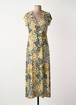 Robe longue manches courtes manches courtes vert GEISHA femme