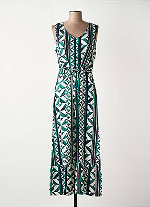 Robe longue tissage popeline sans manche vert STREET ONE femme
