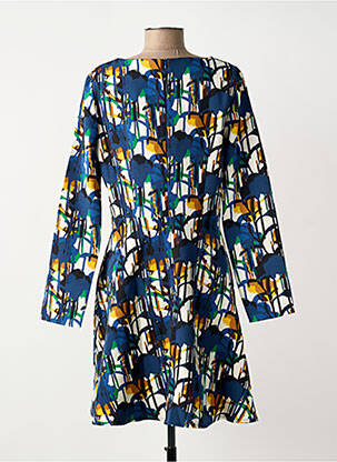 Robe mi-longue imprimé fantaisie manches longues bleu MOLLY BRACKEN femme