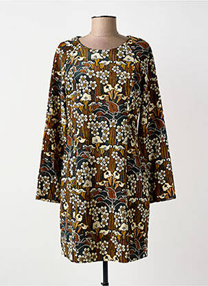 Robe courte fermeture zippée au dos manches longues marron MOLLY BRACKEN femme