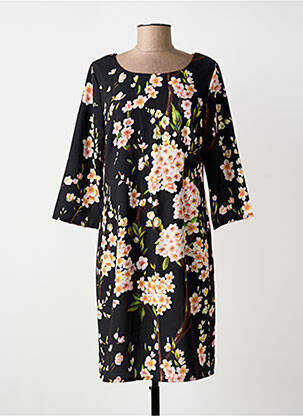 Robe mi-longue imprimé fleurs manches 3/4 noir MOLLY BRACKEN femme