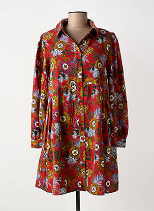Robe courte coupe évasée manches longues rouge MOLLY BRACKEN femme