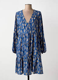 Robe mi-longue imprimé fantaisie manches longues bleu MOLLY BRACKEN femme