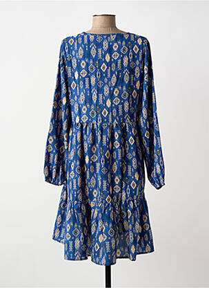 Robe mi-longue imprimé fantaisie manches longues bleu MOLLY BRACKEN femme