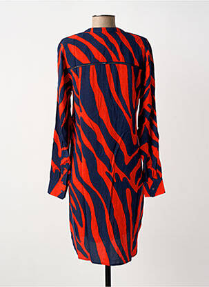 Robe mi-longue imprimé fantaisie manches longues rouge GEISHA femme