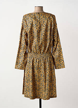 Robe mi-longue imprimé fleurs manches longues jaune CHATTAWAK femme